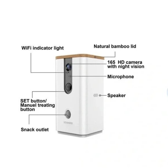 Pet Monitor Camera with Wifi + Treat Dispenser for Dogs and Cats - Picture 2 of 4